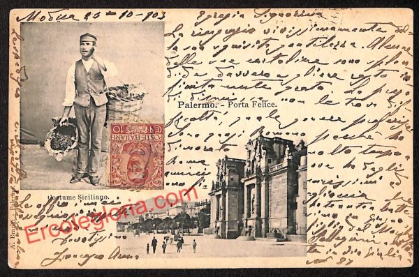 ah5016 - CARTOLINA D'EPOCA - Palermo Città - Costume Siciliano