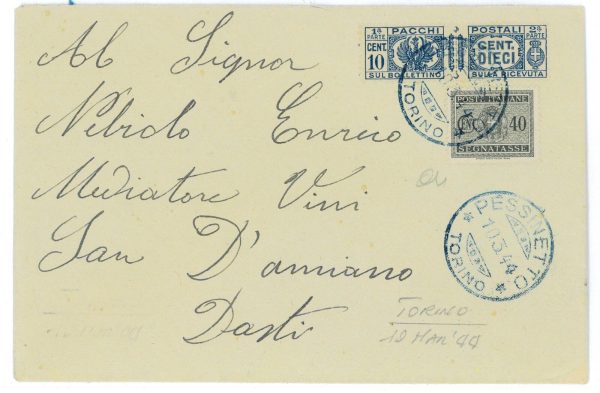 P2389 - ITALIA RSI , 10.3.1944 BELLA MISTA, 10CT. PER PACCHI + 0,40 SEGNATASSE,