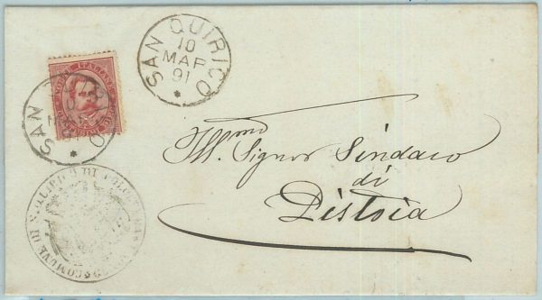 68577 -  REGNO - STORIA POSTALE -  BUSTA da SAN QUIRICO IN POLCEVERA  1891