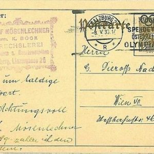 15278 - AUSTRIA  - POSTAL HISTORY - Olympic Games POSTMARK  1936