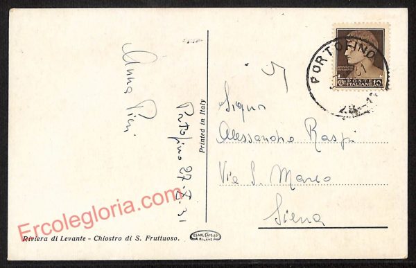 ag1272 - CARTOLINA D'EPOCA - Genova Provincia - Levante  1931 - immagine 2
