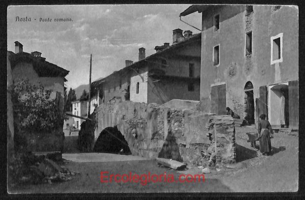 ad9881 - CARTOLINA  D'EPOCA - Aosta Città - Ponte Romano  1924