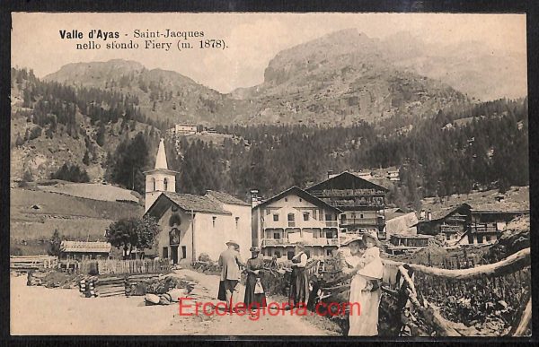 ad9883 - CARTOLINA  D'EPOCA - Aosta Città - Saint - Jacques nello sfondo Fiery