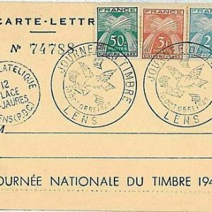12256 - FRANCE - POSTAL HISTORY - Special  LETTER CARD 1943 Birds DOVES Timbre