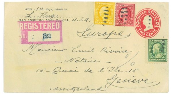 P2844 - USA, PRINTED 2 CENT COVER WITH A TRICOLOR FRANKING MAKING 15 CENT RATE