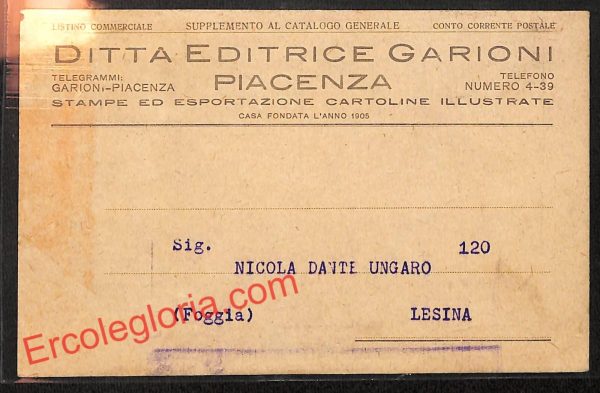 ah7513 - CARTOLINA D'EPOCA - Piacenza Città - Ditta Editrice Garioni - immagine 2
