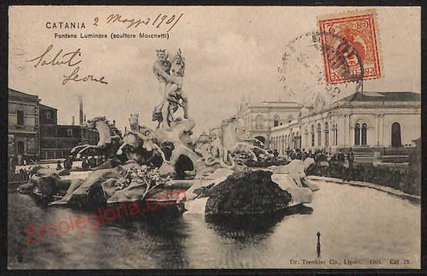 ae4789 - CARTOLINA D'EPOCA - Catania Città - Fontana Luminosa  1901