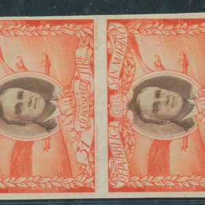 P3792 A - SAN MARINO , SASS A 65B, COPPIA NON DENTELLATA GOMMA INTEGRA