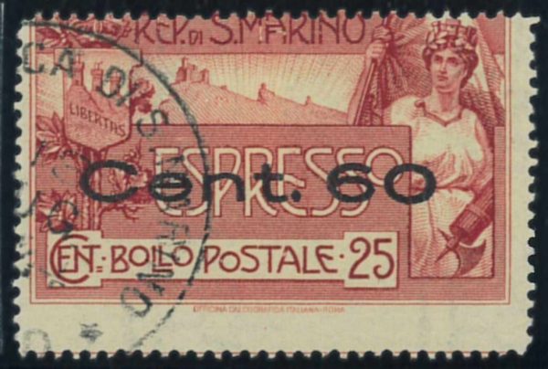P3793 A - SAN MARINO , ESPRESSO 3 VARIETÀ NON CATALOGATA, DENTELLATURA SPOSTATA