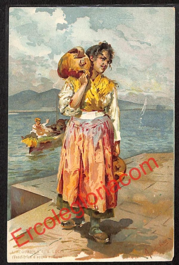 ah3633 - CARTOLINA D'EPOCA - Napoli Città - L' Acquaiola e San Lucia