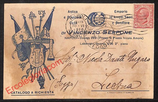 ah3654 - STORIA POSTALE - Napoli Città - Vincenzo Serpone