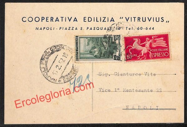 ah3671 - STORIA POSTALE - Napoli Città - Cooperativa Edilizia ''Vitruvius''