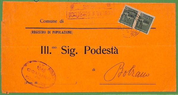 ZA1641 - ITALIA  - STORIA POSTALE -  Bolli RSI usati su BUSTA COMUNALE Monselice