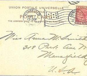 GIBRALTAR -  POSTAL HISTORY:  POSTCARD to USA 1902