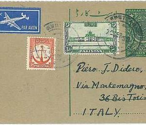 27097 - PAKISTAN - POSTAL HISTORY -  AIRMAIL POSTAL SATIONERY to ITALY 1955