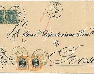 ITALIA REGNO: BUSTA da NUVOLETNTO a BRESCIA - TASSATA 30 CENT - RARO!