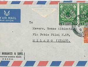 27089 - PAKISTAN - POSTAL HISTORY  -  AIRMAIL COVER to ITALY 1955 - CHEK BAZAR