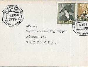 TRAINS RAILWAYS - POSTAL HISTORY -  SPAIN: SPECIAL POSTMARK on COVER 1958
