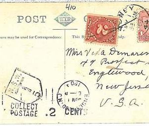 POSTAL HISTORY - NEW SOUTH WALES : POSTCARD to USA - TAXED: COLLECT POSTAGE 1907