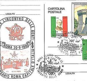 EAGLES  BIRDS  MASONIC FREEMASONS - POSTAL STATIONERY : ITALY 1990