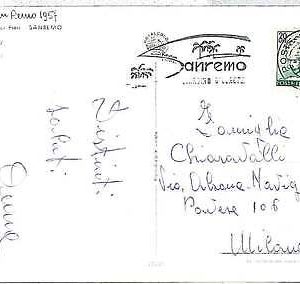 PALM TREES : POSTAL HISTORY : POSTCARD - postmark  ITALY 1957