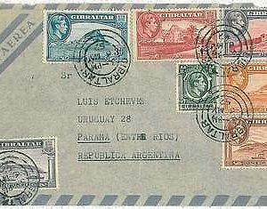28133 - GIBRALTAR -  POSTAL HISTORY - COVER to ARGENTINA  1952 PALM TREES boats