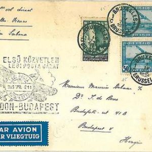 x0278 - BELGIUM - FIRST FLIGHT cover MULLER GB #274 : LONDON - BUDAPEST