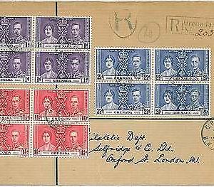 28219  GRENADA -  POSTAL HISTORY: REGISTERED COVER Coronation  George VI 1938