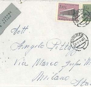 cover -  ALBANIA - POSTAL HISTORY AIRMAIL to ITALY 1966