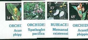 22040 -  WALLIS et FUTUNA  -  Sc # 283-286 IMPERF stamp set  ORCHIDS  FLOWERS