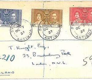 28501  - ANTIGUA - POSTAL HISTORY  - REGISTERED COVER 1937  King George VI