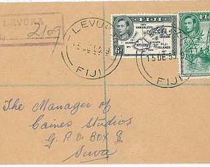 29481 -  FIJI -  POSTAL HISTORY:  registered COVER  from LEVUKA ! 1955