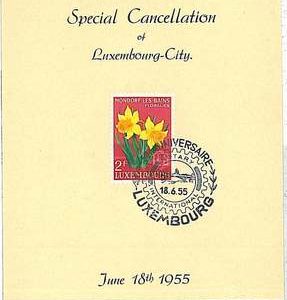 ROTARY  FLOWERS : POSTAL HISTORY : SPECIAL CARD & POSTMARK - LUXEMBOURG 1955