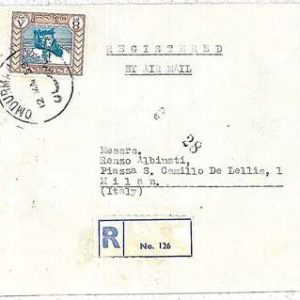 27455 - SDAN - POSTAL HISTORY -  REGISTERED AIRMAIL COVER to ITALY 1959