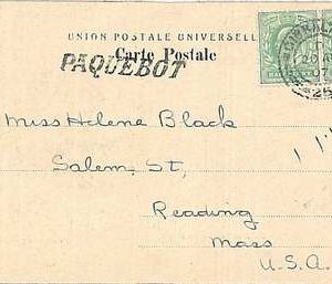 GIBRALTAR -  POSTAL HISTORY:  POSTCARD to USA 1907 - PAQUEBOT