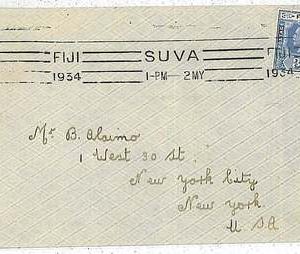 29480 - FIJI -  POSTAL HISTORY:  COVER to USA 1934
