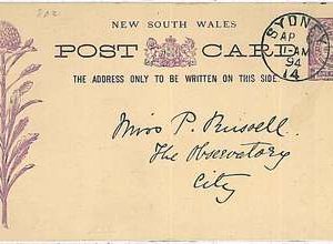 FLOWERS  LIONS: AUSTRALIA - NEW SOUTH WALES : POSTAL STATIONERY CARD 1894