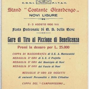 ALESSANDRIA - Novi Ligure : libretto GARA DI TIRO AL PICCIONE 1930