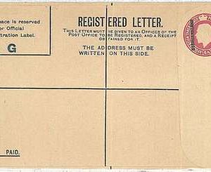 BRITISH BECHUANALAND: REGISTERED LETTER - POSTAL STATIONERY: HIGGINGS & GAGE #16