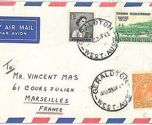 POSTAL HISTORY -  AUSTRALIA : AIRMAIL COVER  to FRANCE from GERALDTON 1963