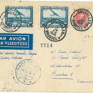 FIRST FLIGHT cover: MULLER #106 - BELGIUM : BRUXELLES - PRAGUE