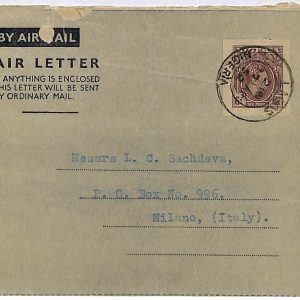ai1649 - NIGERIA  -  Postal History - STATIONERY AEROGRAMME to ITALY 1952