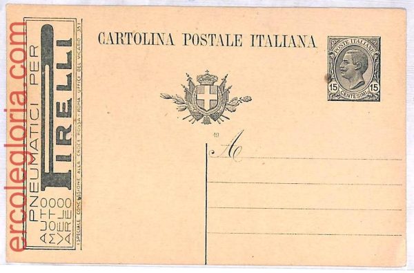 ai3198 - ITALY - POSTAL HISTORY - Stationery Card - PIRELLI Tyres CARS