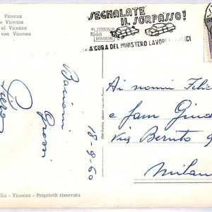 ai3203 - ITALY - POSTAL HISTORY - Postmark on card ROAD SAFETY - Cars - 1960