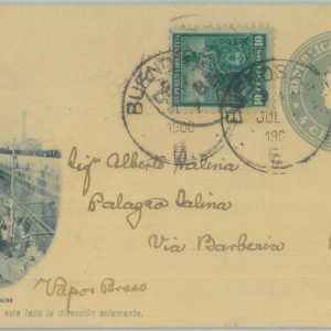 85967 - ARGENTINA - POSTAL HISTORY - Picture STATIONERY CARD to ITALY 1900