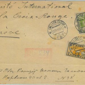 84068 - ESTONIA - Postal History - REGISTERED COVER to ITALY  1921