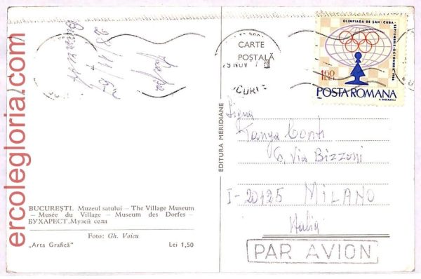 ai3798 - Romania - POSTAL HISTORY - STAMP on Postcard -  CHESS - 1967