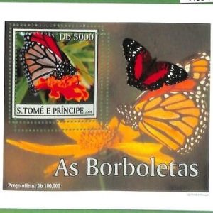 A0546 - S. TOME' & PRINCIPE -  ERROR  MISSPERF SHEET -  Butterflies  2004