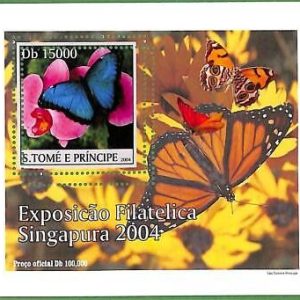 A0548 - S. TOME' & PRINCIPE -  ERROR  MISSPERF SHEET -  Butterflies  2004