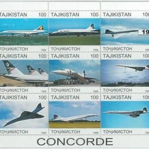 M1914 - TAJIKISTAN, 1999 MINIATURE SHEET: Concords, Aviation, Airplanes